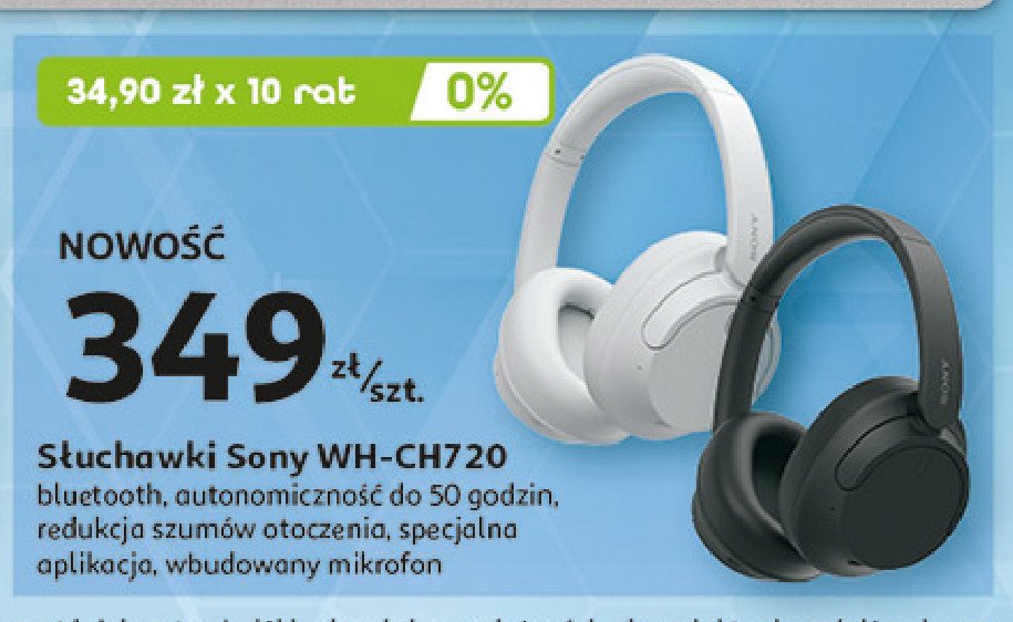 Słuchawki wh-ch720 Sony promocja w Auchan
