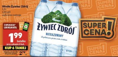 Woda Żywiec Zdrój niegazowany promocja w Delikatesy Centrum