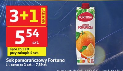 Sok pomarańczowy Fortuna 1 l promocja w Auchan