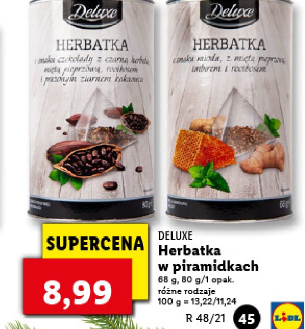 Herbata o smaku miodu z mi臋t膮 pieprzow膮 i imbirem Deluxe promocja