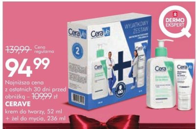 CERAVE krem do twarzy 52 ml + żel do mycia 236 ml promocja w Super-Pharm