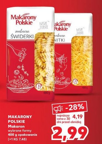 Makaron świderki Makaron polski promocja