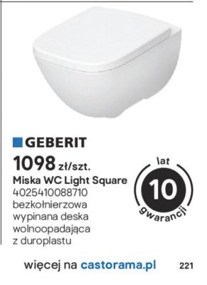Miska WC Light Square Geberit bezkołnierzowa wypinana deska wolnoopadająca z duroplastu promocja w Castorama