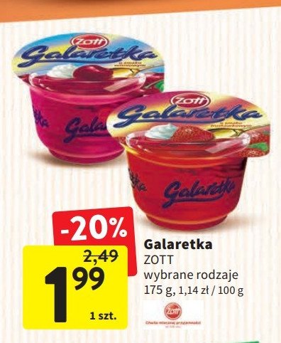 Galaretka wiśniowa Zott galaretka promocja