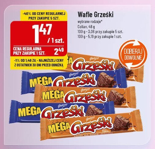 Wafelek toffi w czekoladzie mlecznej Grześki mega promocja