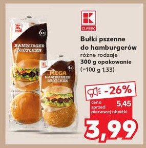 Bułki pszenne hamburger mega K-classic promocja