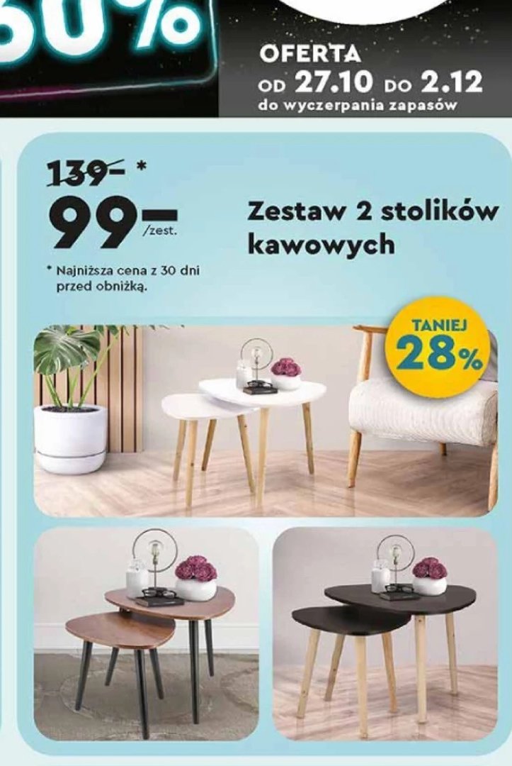 Zestaw stolików kawowych na bambusowych nóżkach Smukee promocja