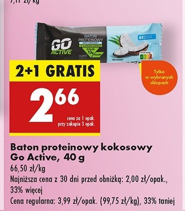 Baton wysokobiałkowy kokosowy Go active promocja