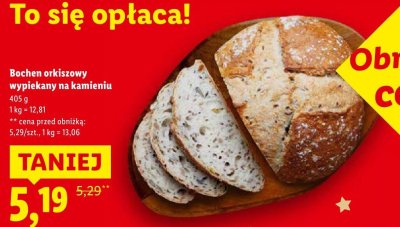 Bochen orkiszowy wypiekany na kamieniu promocja w Lidl