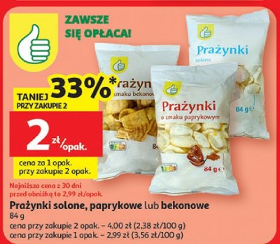 Prażynki solone, paprykowe lub bekonowe promocja w Auchan