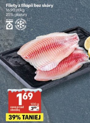 Filety z tilapii bez skóry promocja w Delikatesy Centrum