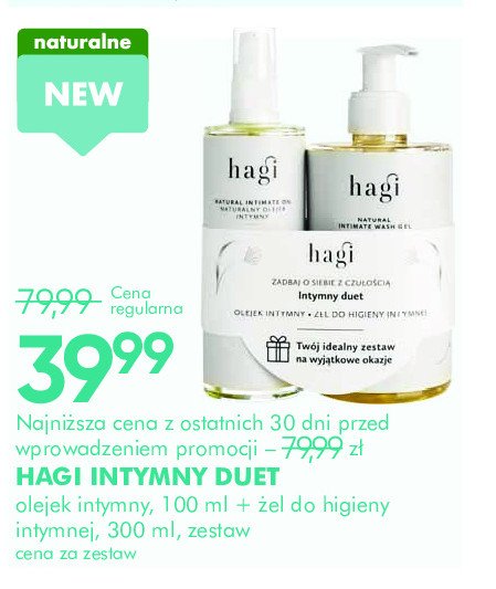 Zestaw intymny duet: żel do higieny intymnej 300 ml + olejek do higieny intymnej 100 ml Hagi promocja w Super-Pharm