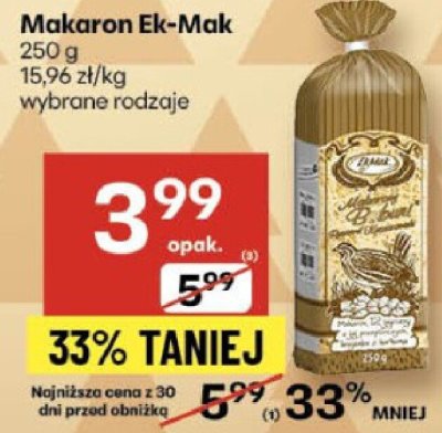 Makaron Ek-Mak wybrane rodzaje promocja w Delikatesy Centrum