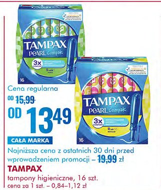 Tampony regular Tampax compak pearl promocja