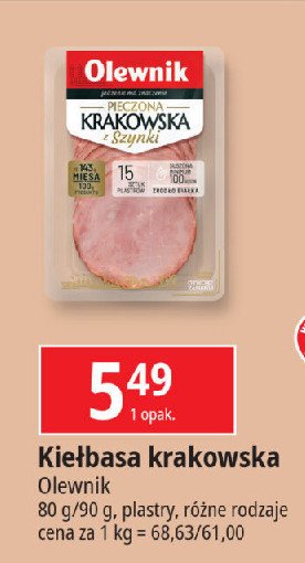 Kiełbasa krakowska pieczona sucha Olewnik promocja