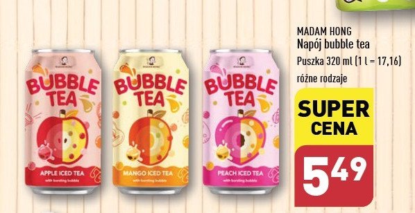 Napój peach iced tea Bubble tea promocja w Aldi