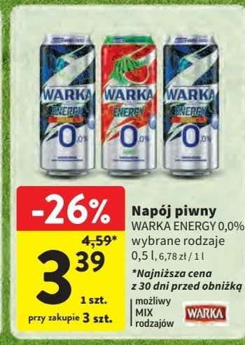Piwo Warka energy arbuz 0.0% promocja