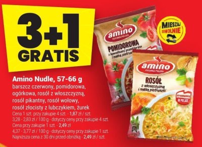 Zupa Amino Nudle rosół z włoszczyzną, 57-66 g promocja w Twój Market