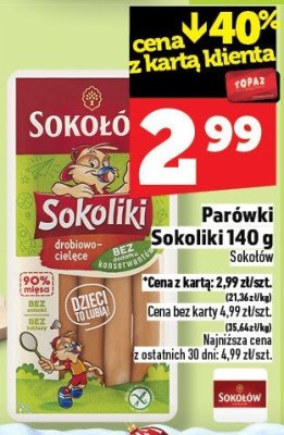 Parówki Sokoliki 140g promocja w TOPAZ