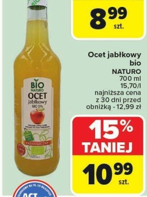 Ocet jabłkowy bio NATURO 700ml promocja w Carrefour Market