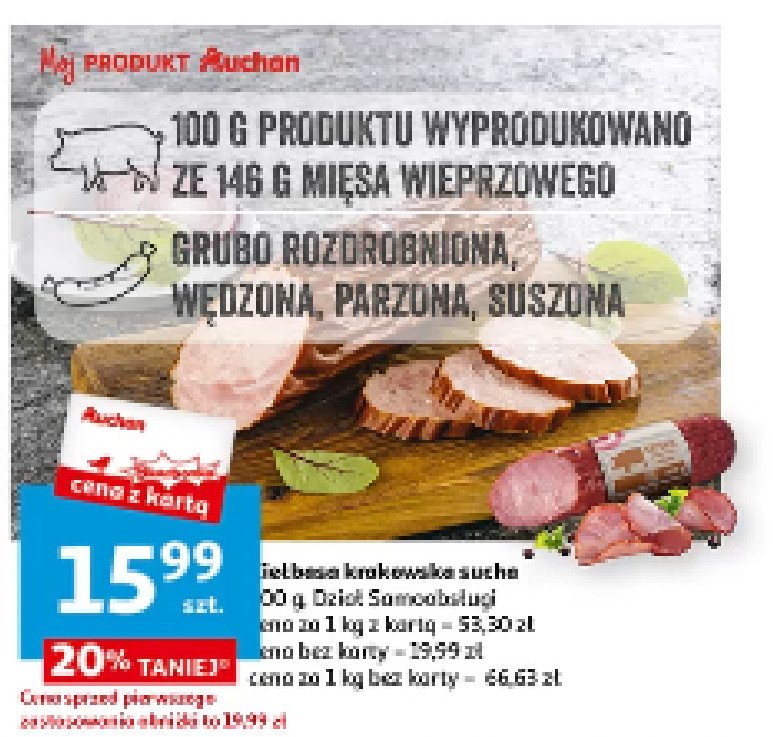Kiełbasa krakowska sucha Auchan promocja