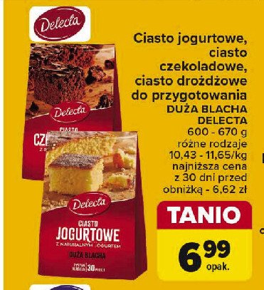 Ciasto drożdżowe Delecta duża blacha promocja