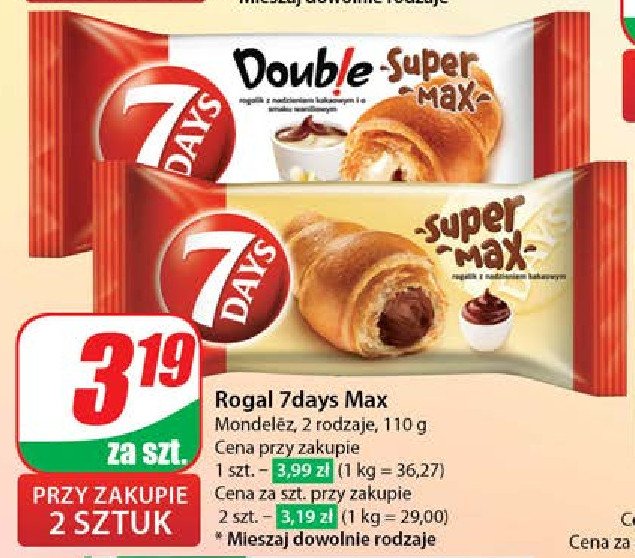 7 Days Super Max - rogal z nadzieniem kakaowym promocja w Dino