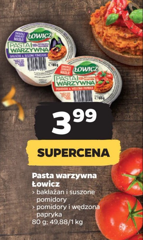 Pasta warzywna pomidory i wędzona papryka Łowicz promocja