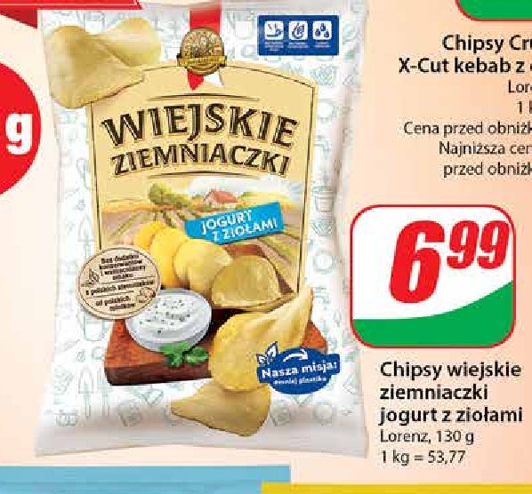 Chipsy jogurt z ziołami Lorenz wiejskie ziemniaczki promocja w Dino