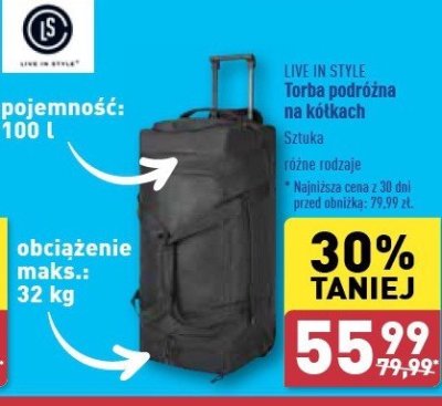 Torba podróżna na kułkach Live in style promocja