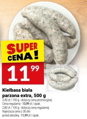 Kiełbasa biała parzona extra, 500 g promocja w Twój Market