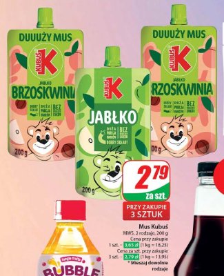 Mus jabłko-brzoskwinia Kubuś mus 100% promocja