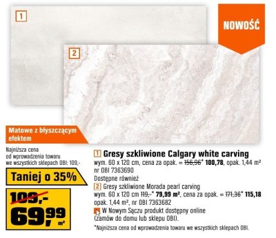 Gresy szkliwione Morada pearl carving wym. 60 x 120 cm OBI promocja w OBI