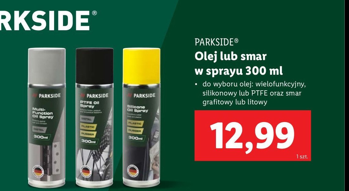 Olej silikonowy Parkside promocja w Lidl