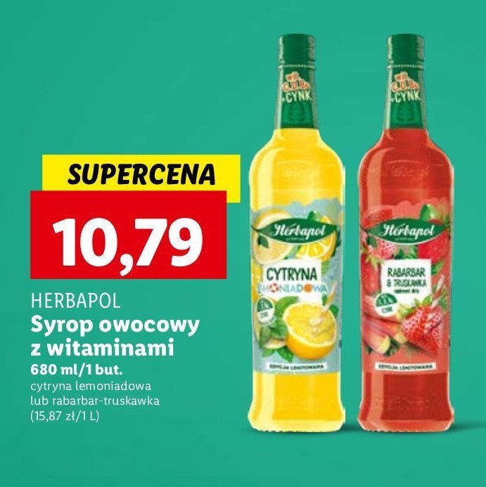 Syrop truskawka-rabarbar Herbapol promocja