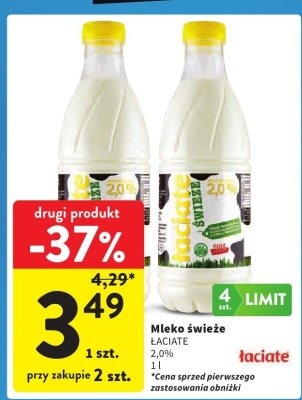 Mleko świeże 2,0% 1l promocja w Intermarche