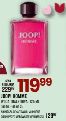 Woda toaletowa Joop! Homme, 125 ml, 100 ml = 95.99 zł promocja w Drogerie Natura