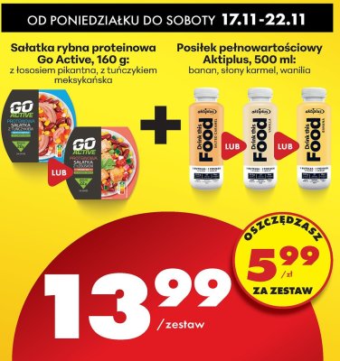 Zestaw - Sałatka rybna proteinowa Go Vege + posiłek pełnowartościowy Aktiplus promocja w Biedronka