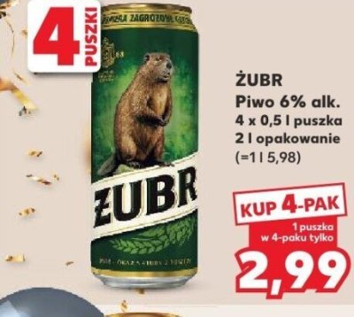 Piwo Żubr 6% promocja w Kaufland