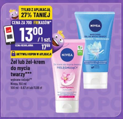 Żel lub żel-krem do mycia twarzy  wybrane rodzaje Nivea promocja w POLOmarket