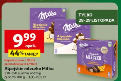 Alpejskie mleczko Milka 330-350 g, różne rodzaje promocja w Auchan