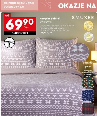 Komplet pościeli polarowej 220×200 cm + 2×70×80 cm promocja w Biedronka