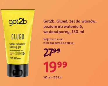 Żel do włosów GOT2B ULTRA GLUED promocja w Rossmann