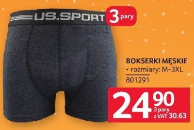 Bokserki męskie U.S.SPORT 3 pary promocja w Selgros