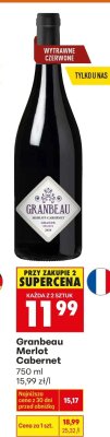Wino Granbeau Merlot Cabernet czerwone wytrawne promocja w Biedronka