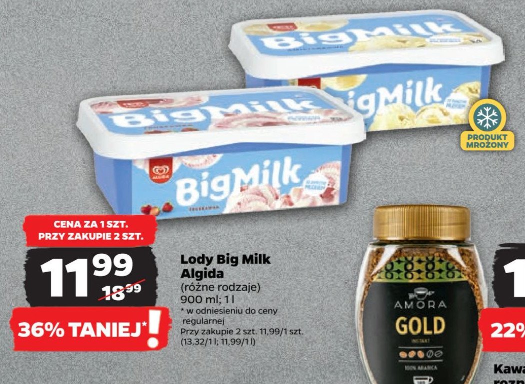 Lody śmietankowe Algida big milk promocja