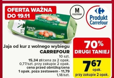 Jaja od kur z wolnego wybiegu CARREFOUR promocja w Carrefour Market