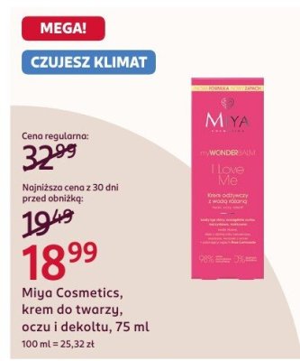 Krem do twarzy oczu i dekoltu Miya Cosmetics, 75 ml promocja w Rossmann