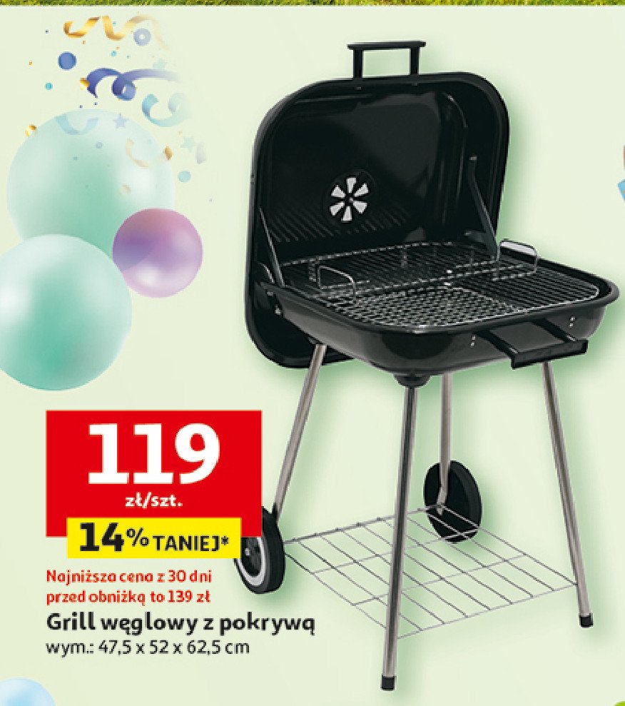 Grill węglowy z pokrywą promocja w Auchan