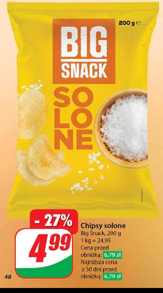 Chipsy solone Big snack promocja w Dino